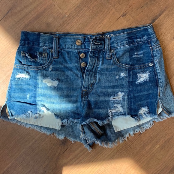 American Eagle Outfitters Pants - Women’s American Eagle Vintage High Rise Festival Two Tone Jean Denim Shorts 2